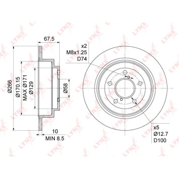 Диск тормозной задний (266x10) подходит для SUBARU Forester(SF/G) 2.0-2.5 97> / Impreza(GC-G) 1.5-2.5 92> / Legacy I-III 1.6-2.5 >03 <b>LYNXAUTO BN-1126</b>-1