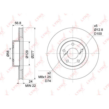 Диск тормозной передний (277x24) подходит для SUBARU Forester(SF-H) 2.0 97> / Impreza(GD-R) 1.5-2.0 00> / Legacy I-V 2.0-2.5 92> / XV 2.0 12> <b>LYNXAUTO BN-1127</b>