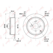 Диск тормозной задний (258x9) подходит для TOYOTA Corolla(E12) 1.4-1.8 02-07 <b>LYNXAUTO BN-1140</b>