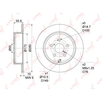 Диск тормозной задний (280x10) подходит для TOYOTA Avensis(T25) 1.6-2.4 03-08 <b>LYNXAUTO BN-1142</b>