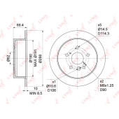 Диск тормозной задний (288x10) подходит для LEXUS RX300-400h 03-08, TOYOTA Harrier 2.4-3.5 03-08 / Highlander 3.3 03-07 <b>LYNXAUTO BN-1143</b>