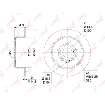 Диск тормозной задний (269x9) подходит для TOYOTA Carina E(T19) 2.0 92-97 / Caldina(T19/21) 2.0 92-02 / Celica(T20) 2.2 93-99 <b>LYNXAUTO BN-1149</b>-1