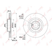 Диск тормозной передний (295x26) подходит для TOYOTA Avensis(T25) 2.0-2.4 03-08 <b>LYNXAUTO BN-1162</b>