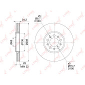 Диск тормозной передний (288x25) <b>LYNXAUTO BN-1234</b>