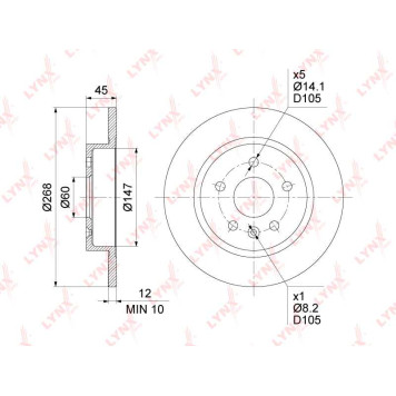 Диск тормозной задний (268x12) <b>LYNXAUTO BN-1350</b>