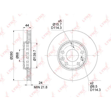 Диск тормозной передний (280x24) <b>LYNXAUTO BN-1415</b>