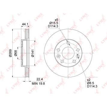 Диск тормозной передний (269x22,5) <b>LYNXAUTO BN-1416</b>