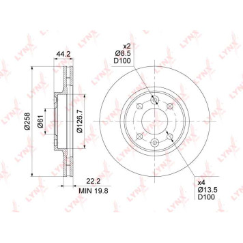 Диск тормозной передний (258x22) <b>LYNXAUTO BN-1419</b>