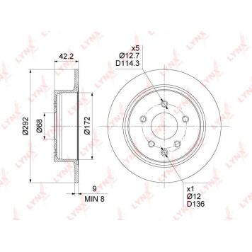 Диск тормозной задний (292x9) <b>LYNXAUTO BN-1793</b>