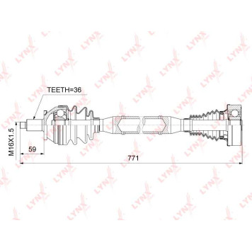 Привод в сборе R подходит для SKODA Fabia III 1.2-1.6 14>, VW Polo 1.2-1.6 09> <b>LYNXAUTO CD-1025</b>