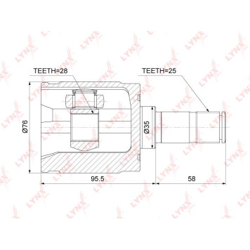 Шрус внутренний подходит для HONDA Civic VII 1.3-1.6 01-05 / Civic(FD) 1.6 06> / City(GD/GE/GM) 1.2-1.5 03-11 / Jazz(GD/GE) 1.2-1.5 02-11 <b>LYNXAUTO CI-3735</b>