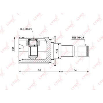 Шрус внутренний подходит для MITSUBISHI ASX 1.8D-2.3 10> / Lancer(CY/X) 2.0 08> / Outlander II-III 2.0-3.0 06>, CITROEN C-Crosser(EP) 2.0-2.4 08>, PEUGEOT 4007 2.0-2.4 08> <b>LYNXAUTO CI-3747</b>-1
