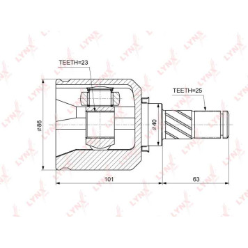 Шрус внутренний подходит для NISSAN AD(Y10/1) 1.5-1.8 90-05 / Almera(N15/6) 1.6-2.0D 95> / Bluebird Sylphy(G10) 1.5-1.8 00-05 / Primera(P11/2) 1.8-2.0 96> / Sunny(N14) 1.4-2.0D 90-95 <b>LYNXAUTO CI-3748</b>-1