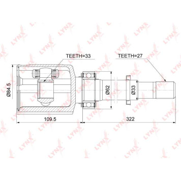 Шрус внутренний R NISSAN Qashqai(J10) 2.0 07-13 / X-Trail(T31) 2.0 07-13 <b>LYNXAUTO CI-3754</b>