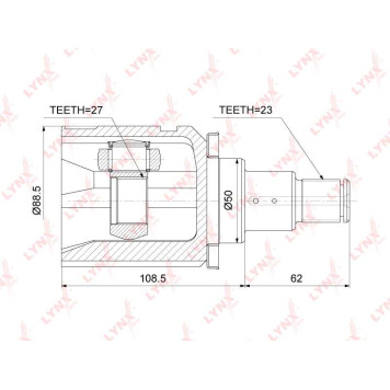 Шрус внутренний L подходит для TOYOTA Rav 4 II 2.0-2.0D 00-05 / Caldina(T24) 2.0 02-07 / Harrier 2.4-3.0 03> / Highlander I 2.4-3.0 00-07, LEXUS RX300 03-08 <b>LYNXAUTO CI-3757</b>