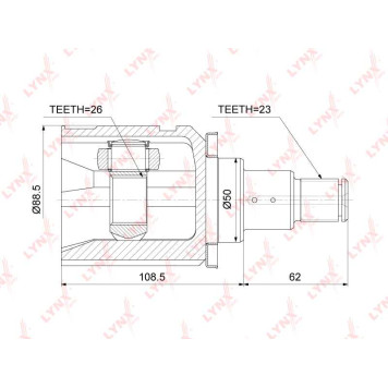 Шрус внутренний L LEXUS RX350-400h 04-08 <b>LYNXAUTO CI-3758</b>