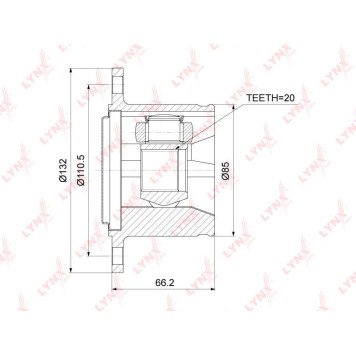 Шрус внутренний подходит для TOYOTA Altezza 2.0 98-05 / Harrier 2.4-3.0 97-03 / Highlander 2.4-3.0 00-07 / Mark 2/Chaser/Cresta(80/90/100/110) 1.8-2.4D >07 / Verossa 2.0 01-04, LEXUS RX300 <b>LYNXAUTO CI-3764</b>