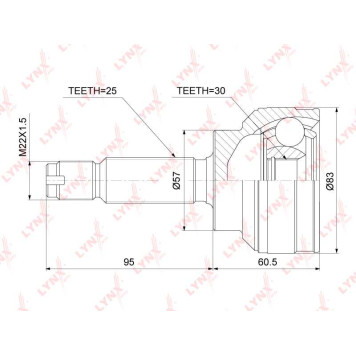 Шрус наружный MITSUBISHI Lancer(CS) 1.3-2.0 03> <b>LYNXAUTO CO-3862</b>