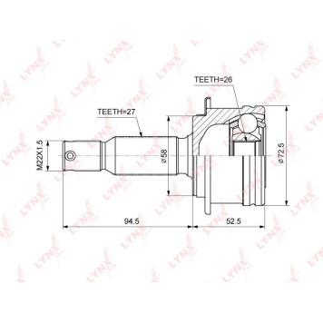 Шрус наружный подходит для MITSUBISHI Outlander II 2.0-3.0 06>, CITROEN C-Crosser(EP) 2.0-2.4 08>, PEUGEOT 4007 2.0-2.4 08> <b>LYNXAUTO CO-3867</b>