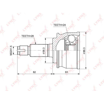 Шрус наружный <b>LYNXAUTO CO-3869</b>