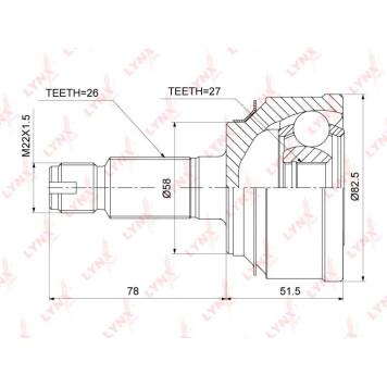 Шрус наружный подходит для HONDA Freed 1.5 09> <b>LYNXAUTO CO-3878</b>