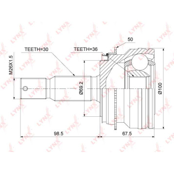 Шрус наружный MITSUBISHI Pajero IV 3.0-3.8 07> <b>LYNXAUTO CO-3894A</b>
