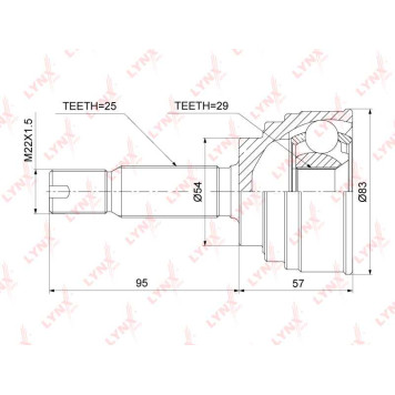 Шрус наружный подходит для MITSUBISHI Pajero Pinin 1.8-2.0 99-07 <b>LYNXAUTO CO-3895A</b>