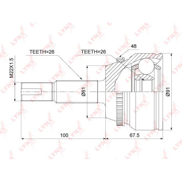 Шрус наружный TOYOTA Camry(V40) 2.4 06-11 <b>LYNXAUTO CO-3906A</b>
