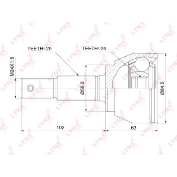 Шрус наружный подходит для NISSAN Teana(J31) 2.0-2.3 03-08 / Juke 1.6 10> / Serena(C25) 2.0 05-10 <b>LYNXAUTO CO-3915</b>