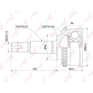 Шрус наружный подходит для NISSAN Almera Tino 2.0 00-05 / Avenir(W11) 2.0 98-05 / Primera 1.8 01-05 / Serena(C24) 2.0 99-05 <b>LYNXAUTO CO-3916A</b>