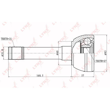 Шарнирный комплект приводного вала LYNXauto CO-5723-1