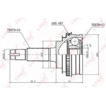 Шарнирный комплект приводного вала LYNXauto CO-7506A-2
