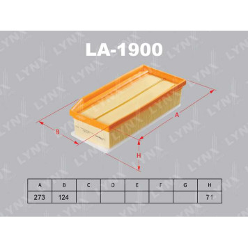 Фильтр воздушный подходит для RENAULT Duster 1.6 15>, LADA Vesta 1.6 15> / Xray 1.6 16> <b>LYNXAUTO LA-1900</b>