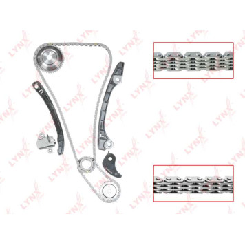 Комплект цепи грм подходит для NISSAN Micra(K12) 1.6 05-10 / Note(E11) 1.6 06-10 / Qashqai(J10) 1.6 07-10 / Tiida 1.6 07-10 / Cube(Z11) 1.5 03-05 (для двс HR) <b>LYNXAUTO TK-0051</b>