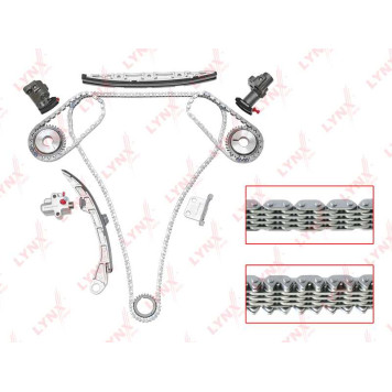 Комплект цепи грм подходит для NISSAN Murano(Z50) 3.5 03-08 / Teana(J31) 2.3-3.5 03-08 / Elgrand(E51) 2.5 04-10, INFINITI FX35(S50) 03-08 / G35 02> (для двс VQ) <b>LYNXAUTO TK-0062</b>