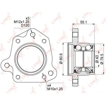 Комплект подшипника ступицы колеса LYNXauto WB-1010-1