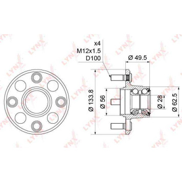 Комплект подшипника ступицы колеса LYNXauto WH-1203-2