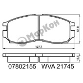 Колодки тормозные дисковые к-т с мех. индикатором износа Mitsubishi Proton Hyundai <b>МАРКОН 07802155</b>