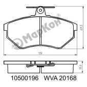Колодки тормозные дисковые к-т Audi Seat Volkswagen <b>МАРКОН 10500196</b>
