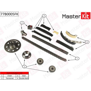 Комплект цепи грм NISSAN Navara III 2.5 dCi YD25DDTI 4WD 04- <b>MASTERKIT 77B0005FK</b>-1