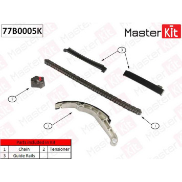 Комплект цепи грм NISSAN NAVARA YD25DDTi 06-   <b>MASTERKIT 77B0005K</b>