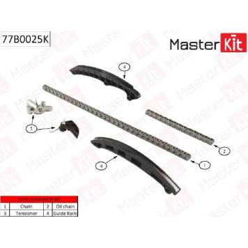 Комплект цепи грм (без звездочек) AUDI. VW 1.4FSi-1.6FSi BAG/BLF/BLP 03- <b>MASTERKIT 77B0025K</b>
