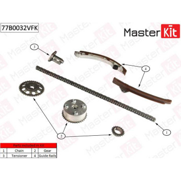Комплект цепи грм Toyota Corolla 1.4i-1.6i-1.8i 1Z-FE   <b>MASTERKIT 77B0032VFK</b>