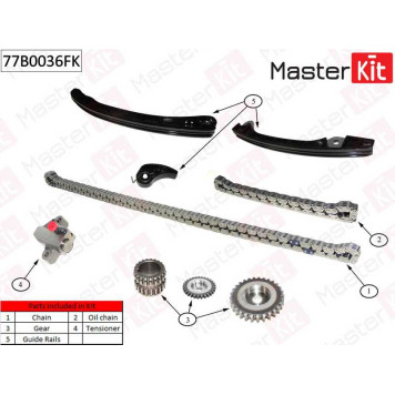 Комплект цепи грм NISSAN 1.6i HR16DE 10- <b>MASTERKIT 77B0036FK</b>-2