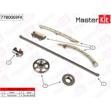 Комплект цепи грм Honda ACCORD,CIVIC,CR-V 01- <b>MASTERKIT 77B0069FK</b>-1