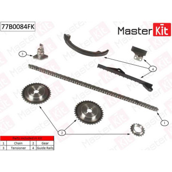 Комплект цепи грм NISSAN Primera 2.0i 16V SR20DE 92> <b>MASTERKIT 77B0084FK</b>