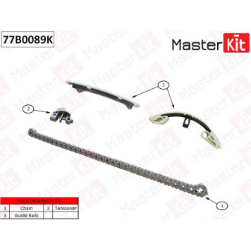 Комплект цепи грм Honda Jazz/Civic 1.3i L13 05- (без звездочек) <b>MASTERKIT 77B0089K</b>