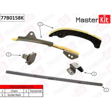 Комплект цепи грм Toyota 1ZR-FE,2ZRF-XE,4ZR-FE,5ZRF-XE <b>MASTERKIT 77B0158K</b>