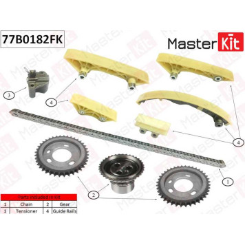 Комплект цепи грм FORD Transit/Mondeo 2.0 TDDi D5BA/SDBA/F3FA/ABFA 00-07 <b>MASTERKIT 77B0182FK</b>