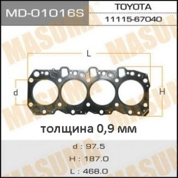 Прокладка голов.блока 'Masuma' 1KZ-TE (110) <b>MASUMA MD-01016S</b>